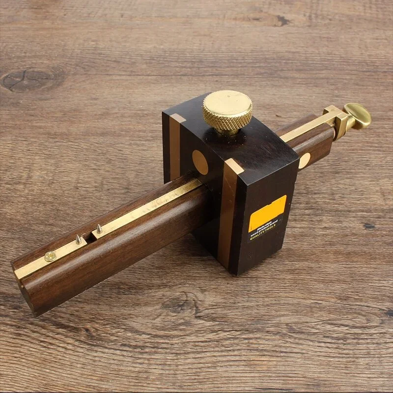 Herramienta de carpintería de carpintero resistente al desgaste de ébano británico de lujo de Indonesia + cobre puro, raspador de marca de calibre de corte de tornillo de 8 pulgadas