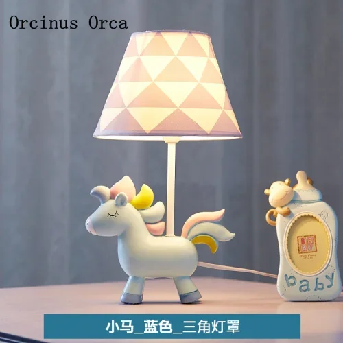 Cartoon creative Unicorn desk lamp girl bedroom children's room bedside lamp lovely romantic color coloured resin desk lamp