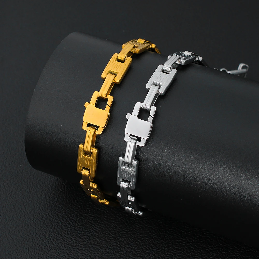 New 2023 Trendy Cuban Chain Chunky Punk Bracelet Necklace Stainless Steel Waterproof  Fashion Jewelry Set for Women Men