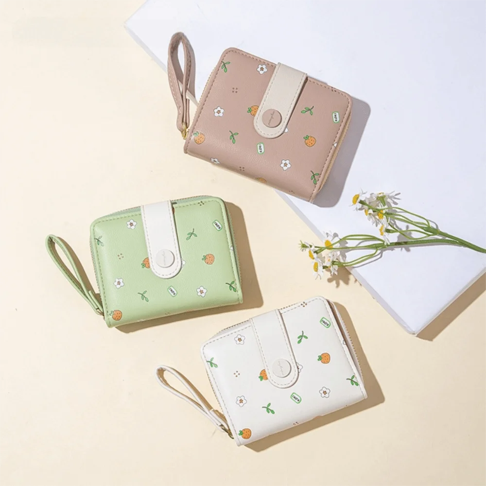 Fashion Hasp Folding Women Wallet PU Leather Japanese Style Short Wallet Zipper Purse Bag Ladies