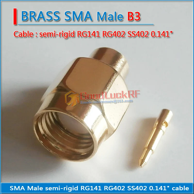 1X Pcs Connector SMA Male jack Solder for semi-rigid RG402 0.141\