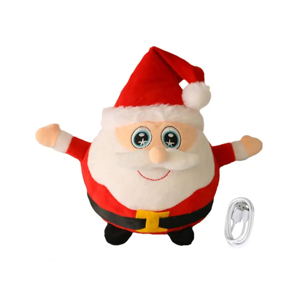 Electric Christmas Toy Christmas Toy Electric Santa Claus Toy with Led Lights Rechargeable Usb Talking Singing Plush for Desktop