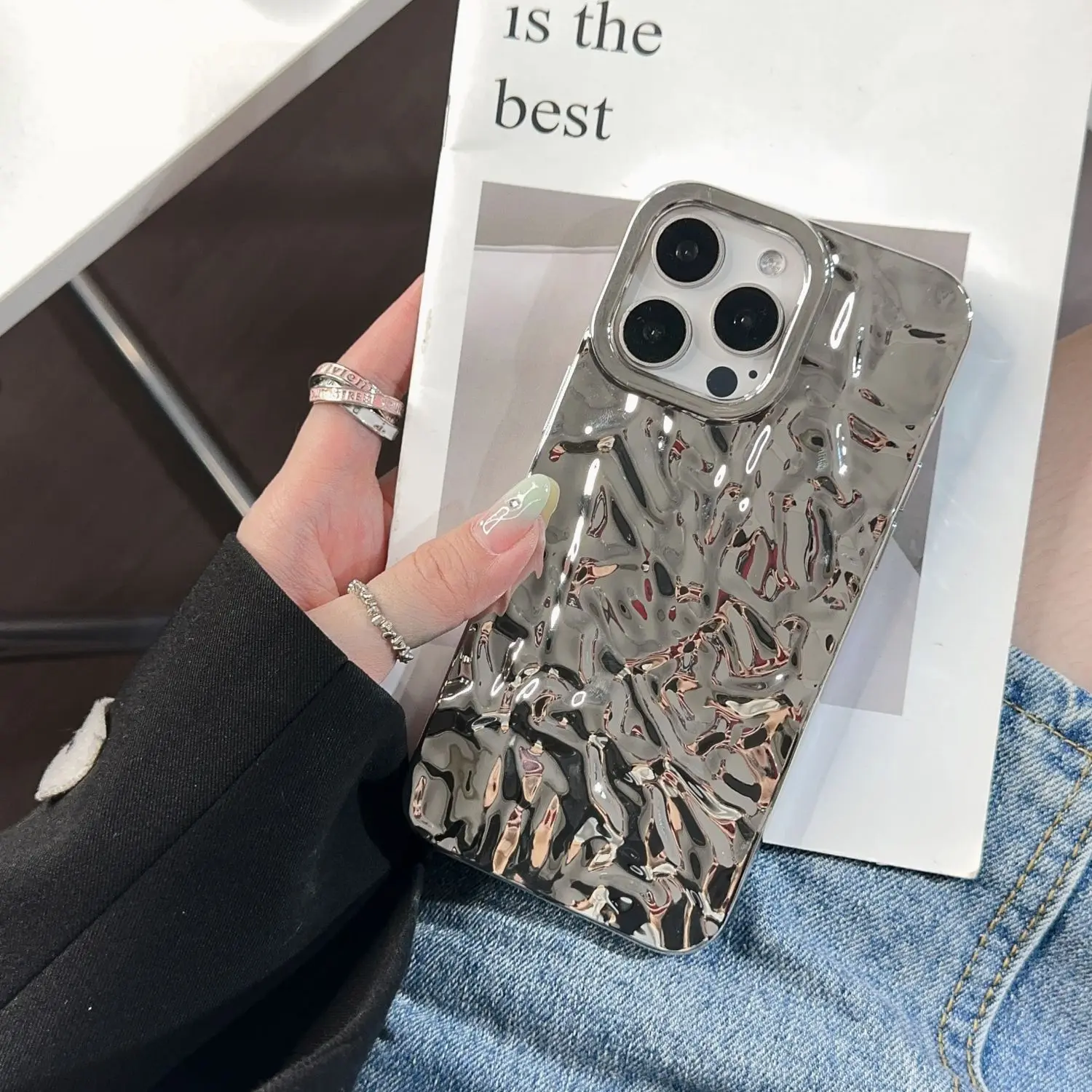 Luxury Electroplate Silver Tin Paper Phone Case For iPhone 13 12 11 14 15 Promax X XS Max XR Plus Soft Silicone Men Women Cover