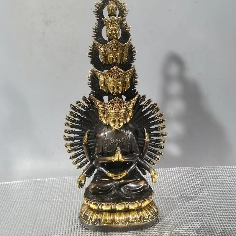 Thousand-Armed , Gilt Bronze Standing Avalokiteshvara Buddha Statue, Guardian Deity for People Born