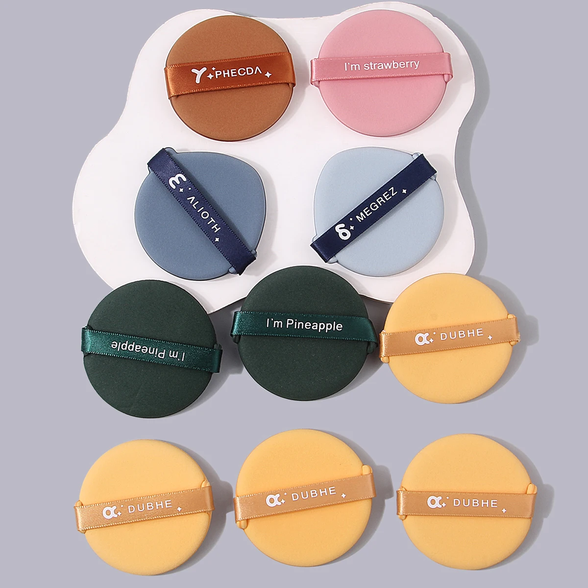 10 piezas de esponjiento en polvo con cojín de aire multicolor mezclado al azar, súper suave y fácil de transportar, una herramienta de maquillaje de base perfecta