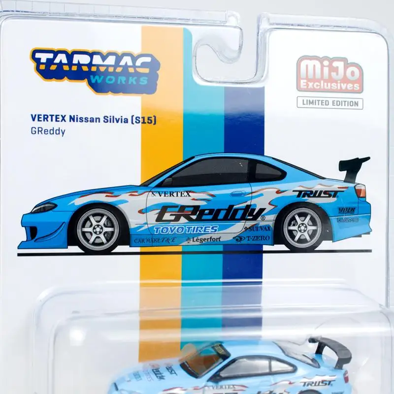 Tarmac Works 1/64 VERTEX NISSAN Silvia S15 GReddy Legering Speelgoed Motor Diecast Metaal Model Gift