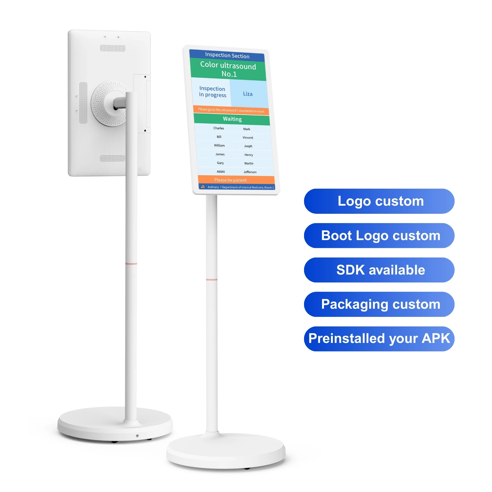 

21.5 Inch Screen Android 12 LCD 4+64GB Touch Screens Portable Interactive Digital Signage For Hospital Optional Camera