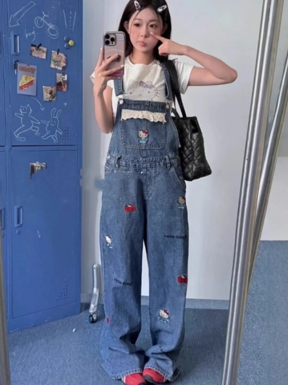 

New Spring Summer Casual High Waist Wide Leg Denim Overalls Women's Loose Fit Dragging Pants Anti-Stain Standard Version