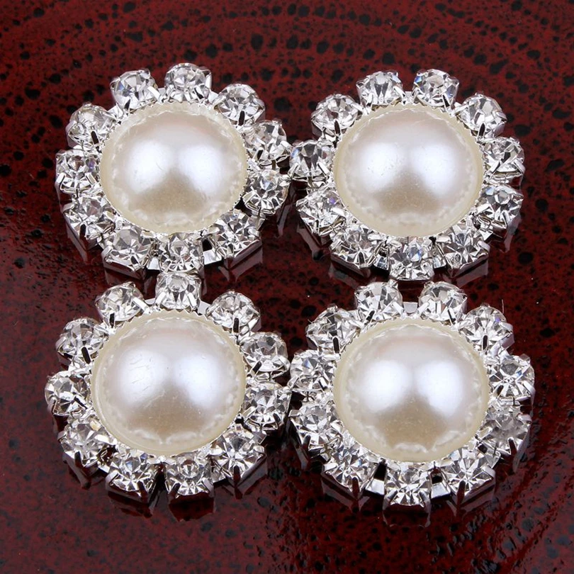 

120 шт./лот, 20 мм, прозрачные хрустальные пуговицы с плоским основанием для детских аксессуаров для волос, металлические пуговицы со стразами, центры для цветов, для рукоделия