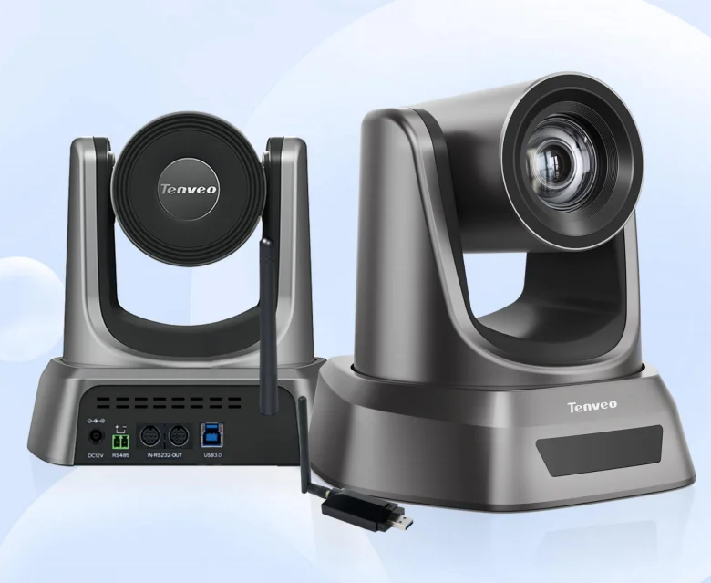 Tenveo 1080P60fps 12X Zoom PTZ Conference Camera AI Tracking USB/Wireless Camera for Online Meeting