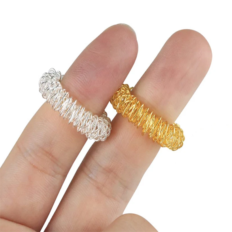 Spiky Zintuiglijke Vinger Ringen 1/5/10 PCS Flexibele Legering Lente Vinger Massager Ring Speelgoed Accupressuur Druk Loop Ring