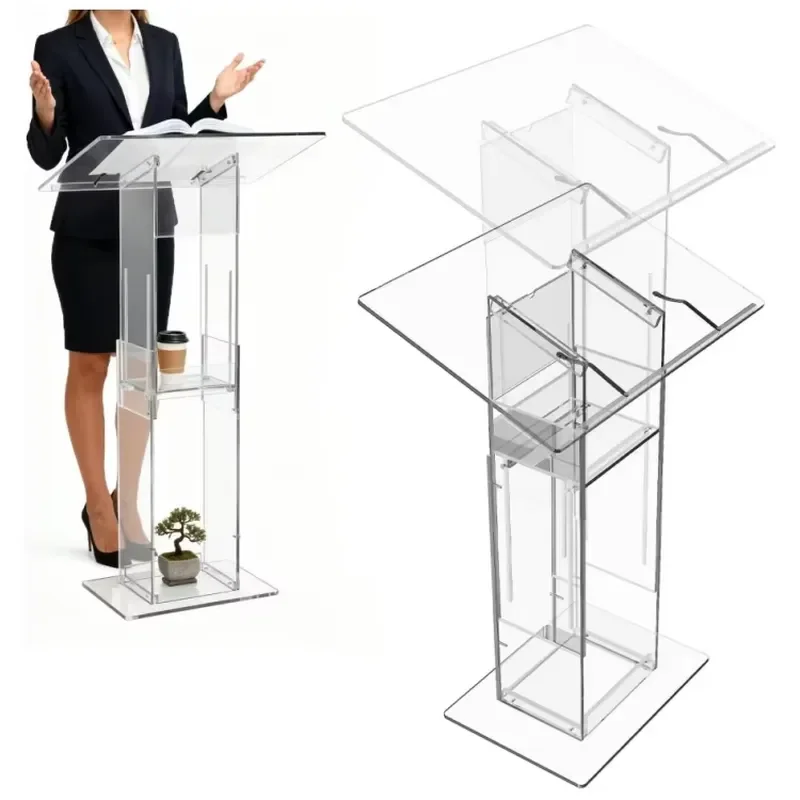 Modern Multi Layer Acrylic Podium Removable Transparent Freestanding Storage Rack for Office Events Weddings