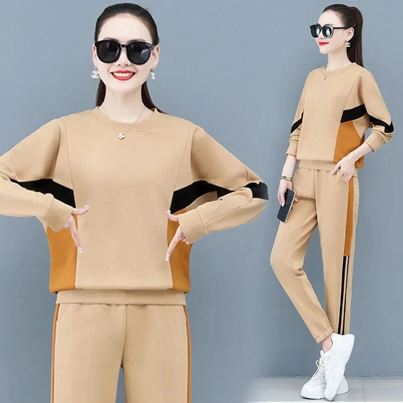 Casual Loose Tracksuit 2 Piece Sets Women Outfits Spring Summer Fashion Round Neck Sweatshirt Pantsuit Ensemble Jogging Femme