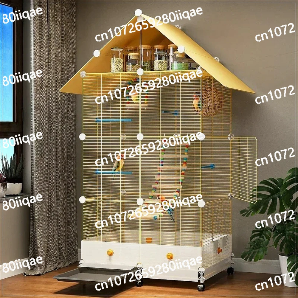 

Клетка для попугая Белый Желтый Трехслойный Крытый Большое пространство Стиль виллы Брызгозащищенный Твердый внешний вид Красивый