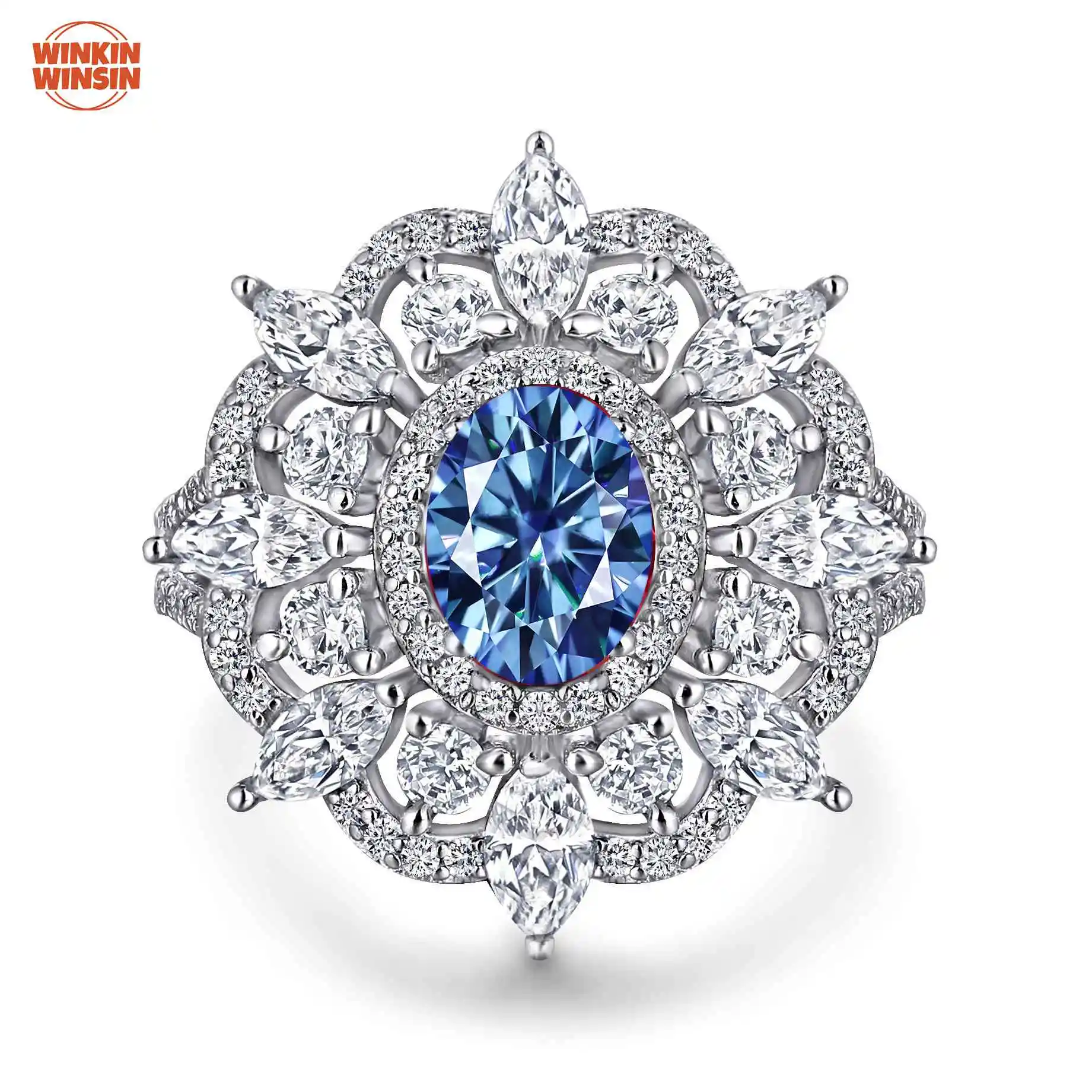 

Winkin Winsin S925 Silver Ruby Marquise Moissanite Niche Design Gemstone Pure Silver