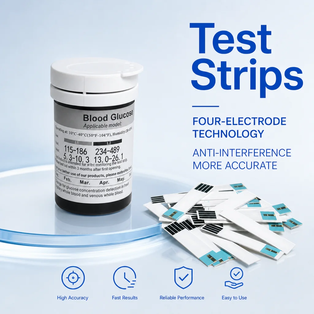 Bandelettes de test de glycémie AiQUE à auto-siphonnage, haute précision, pour diabétiques, jetables, 50 lancettes incluses