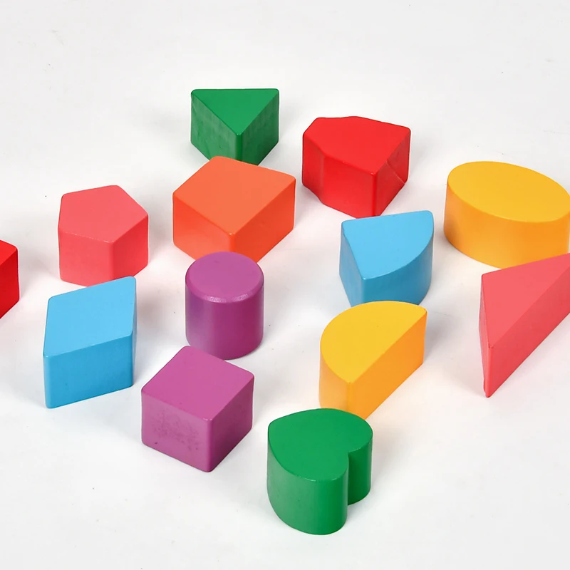 Montessori Intelligence Matching Box Geometric Shapes 3D Puzzle Early Education Three-Dimensional Wooden Paired Building Block