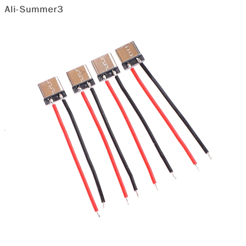 10Pcs Micro USB Type-C 2Pin Horizontal 2P Simple Soldered Female Plug-in Board Quick Charging Connector
