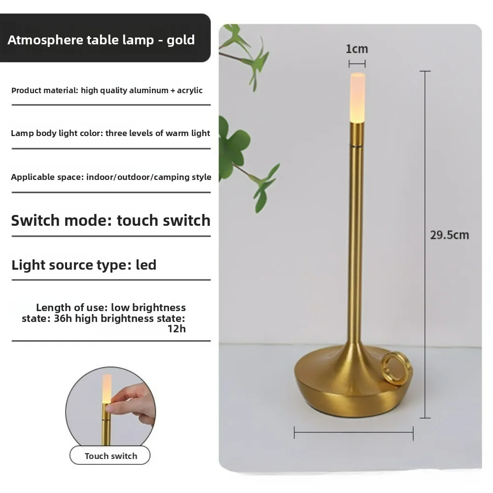 Weatherproof Touch-Control Rechargeable Candle Lamp Decorative Portable Ambient Table Light for Outdoor Camping Hotel Bar & BBQ