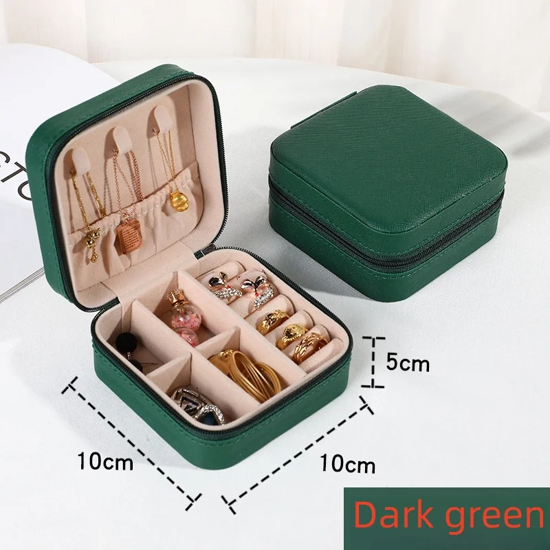 Mini Schmuckaufbewahrungsbox Tragbare Reise-Schmuckschatulle für Ohrringe und Halsketten Damen-Ringorganizer PU-Leder Präsentationsbox – Detail 13