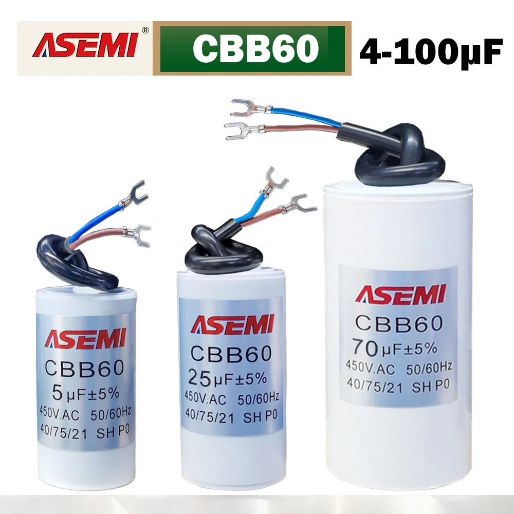 CBB60 12uF 450V AC Motor Run Capacitor for Water Pump Washing Machine 4uF 16uF 30uF 65uF 80uF 100uF