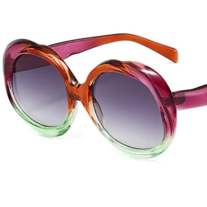 Fashion Sunglasses Women Rainbow Color Sun Glasses Round Anti-UV Spectacles Oversize Frame Eyeglasses Simplity Ornamental