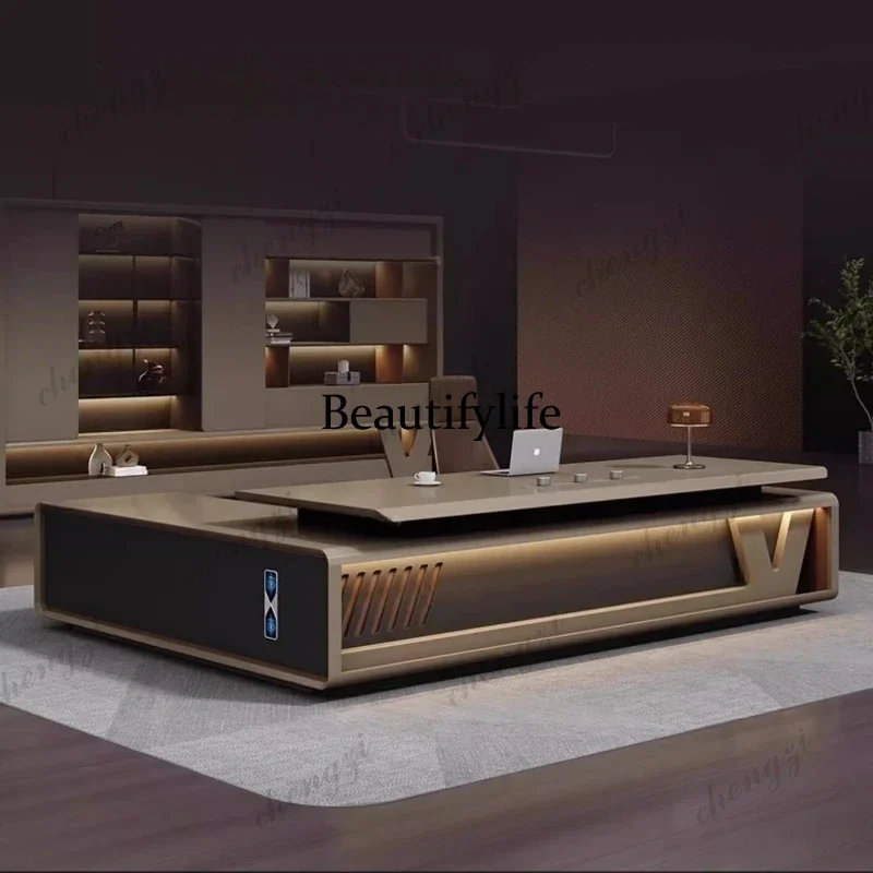 D132 Baked paint boss desk Computer desk High end luxury design office table multi-functional escritorios de computadora