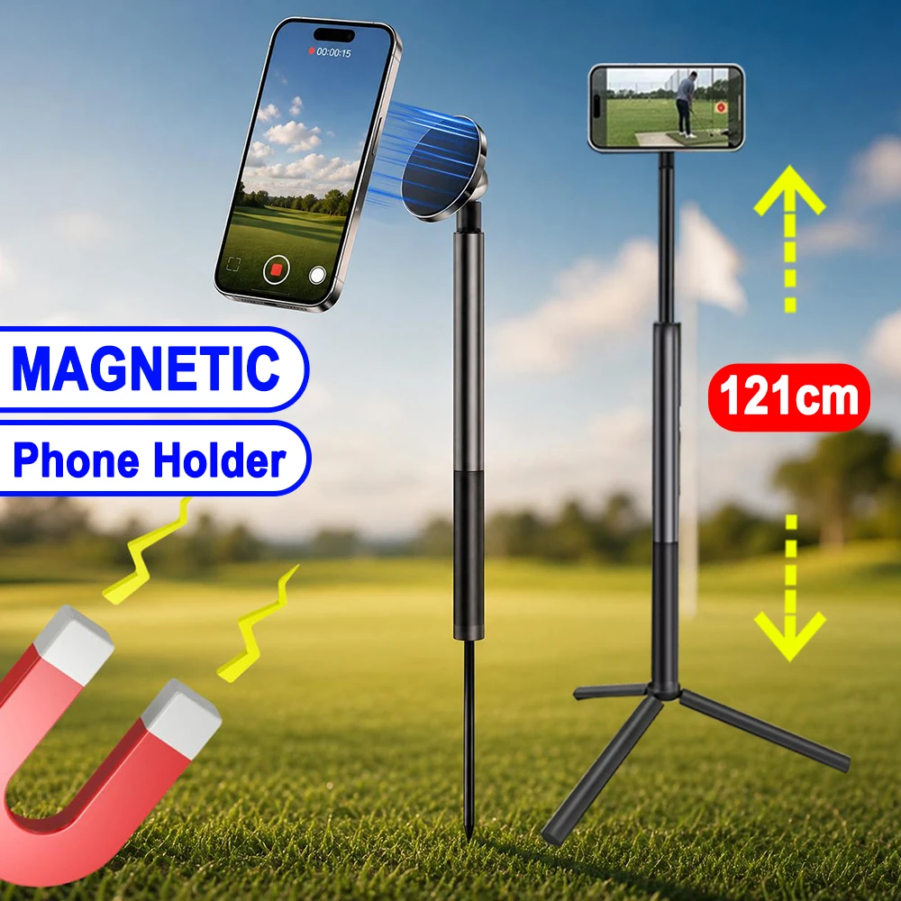 

Golf Monopod Selfie Stick with Stake Spike Adjustable Magnetic Golf Phone Tripod Stand for Golf Swing Height for Magsafe Cameras