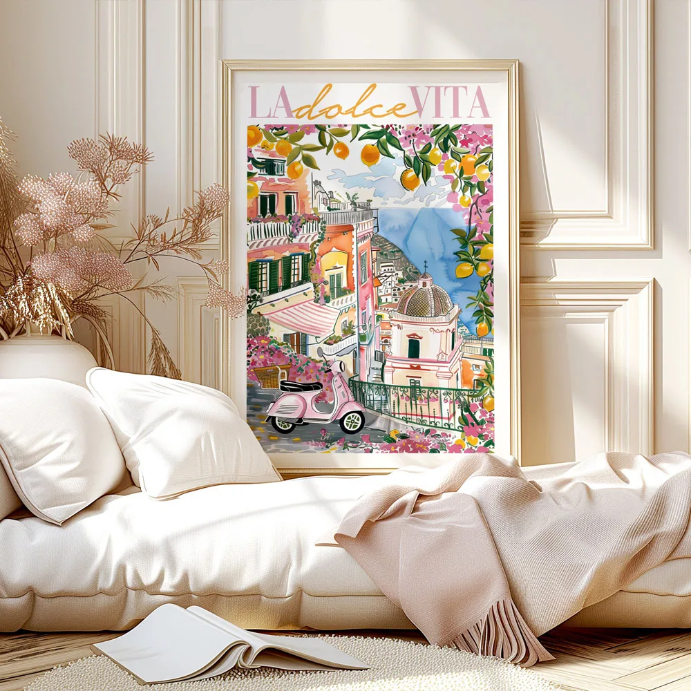 La Dolce Vita Italy Coastal Poster Canvas Print Painting Wall Art Bedroom Study Studio Living Room Home Decoration