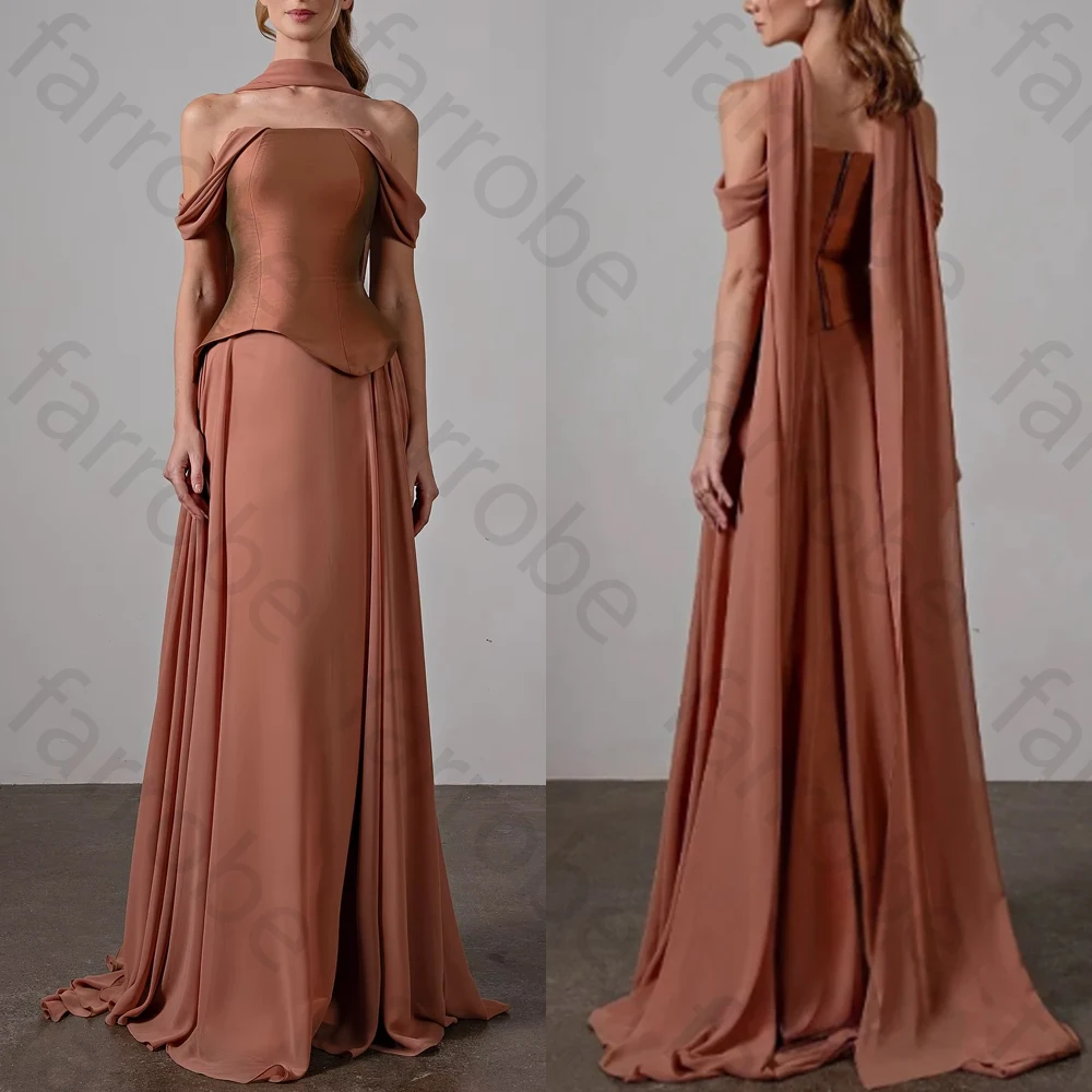 

Элегантные вечерние платья с открытыми плечами и шифоновым шарфом, длинное платье, изысканные платья высокого качества для выпускного вечера для женщин по индивидуальному заказу