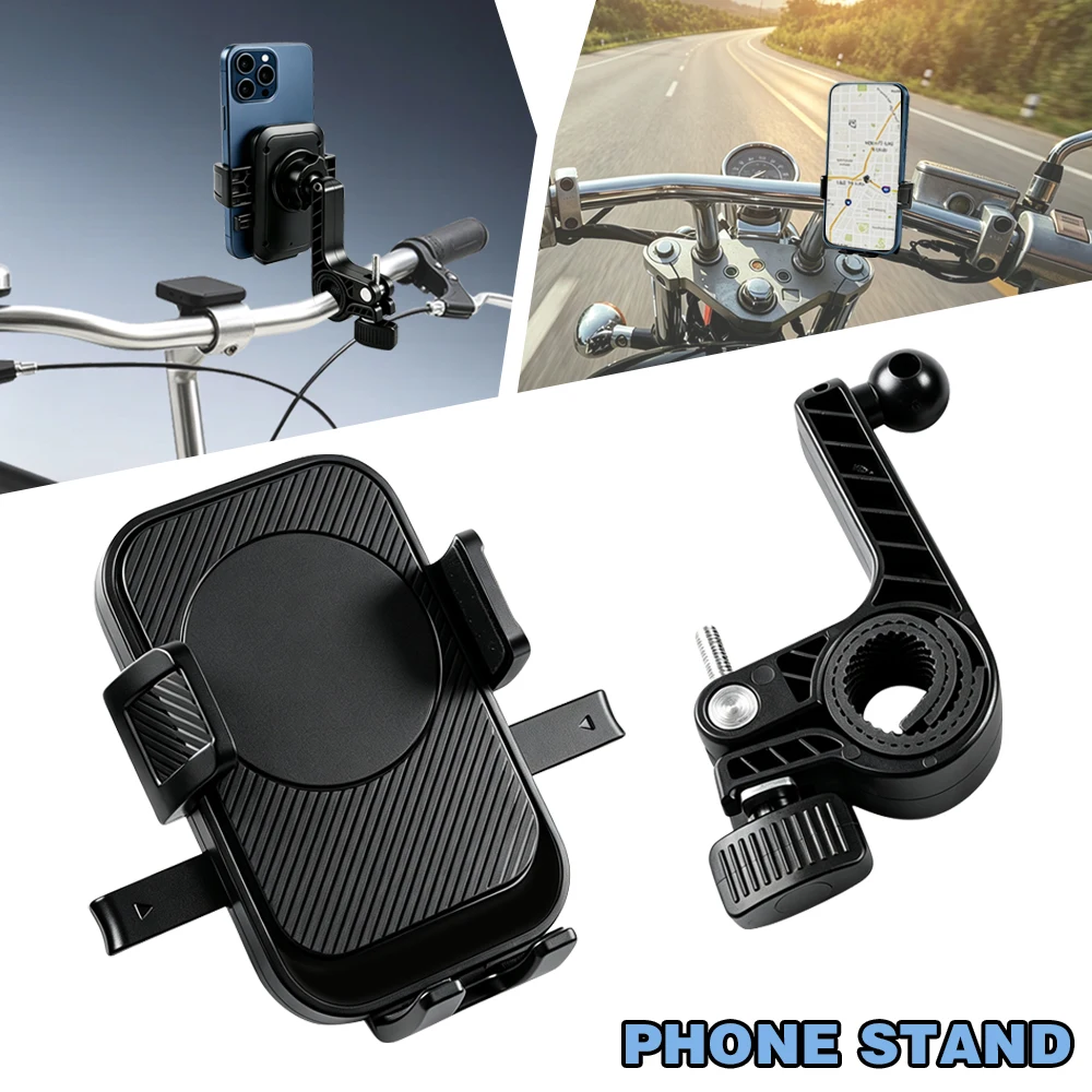 Universal Bike Phone Holder 360° Rotatable Phone Holder Handlebar Stand One Hand Operation GPS Clip For Motorcycle ATV Scooter