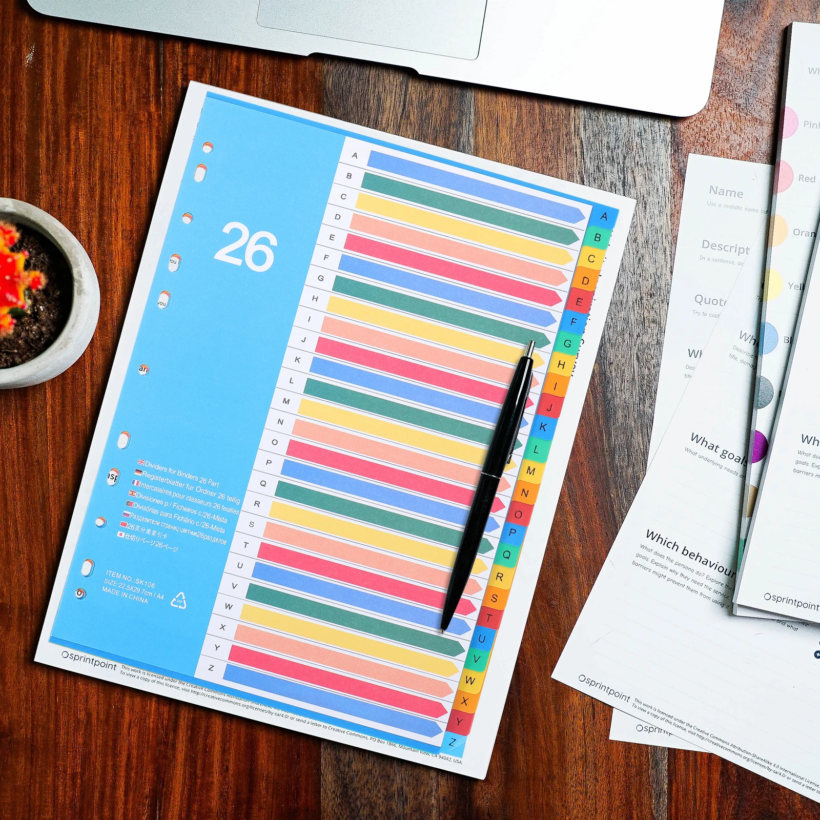 38Pcs File Folder Separators Colored Loose Leaf Plastic Index Divider Pages for Notes Classification and Organization