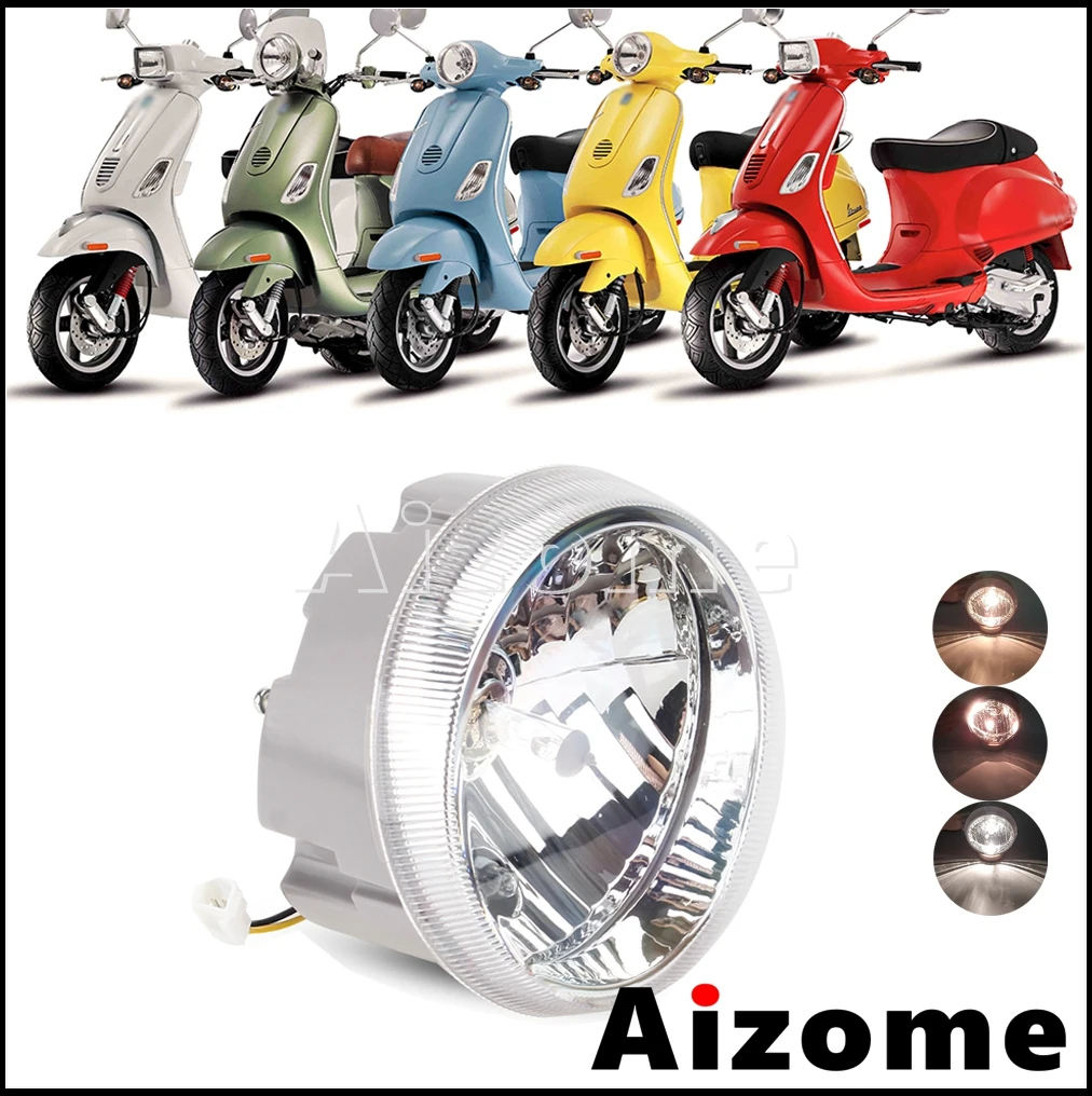 Motorcycle Round F12V Clear ront LED Headlight Lamp Plastic Socket P43T For LX125 LX150 LX 125 150  Scooter High/Low Beam Lights