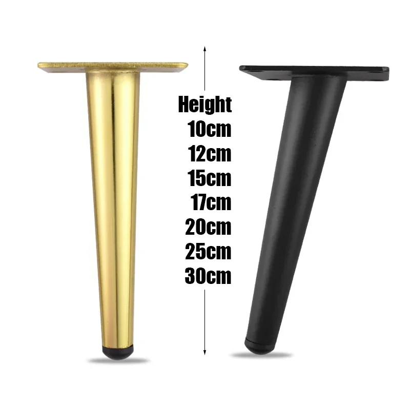 4Pcs Black Furniture Leg Gold Table Feet Replacement Cabinet Sofa Metal Feet with Screws 800KG Non-Punch Furniture Hardware