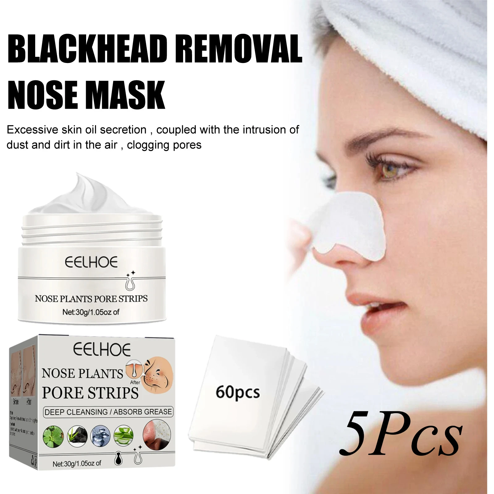 Blackhead Remover Hyaluronic acid Nose Pore Strips for Blackheads, Black Head Remover Mask for Face Deep Cleansing Nose Strips