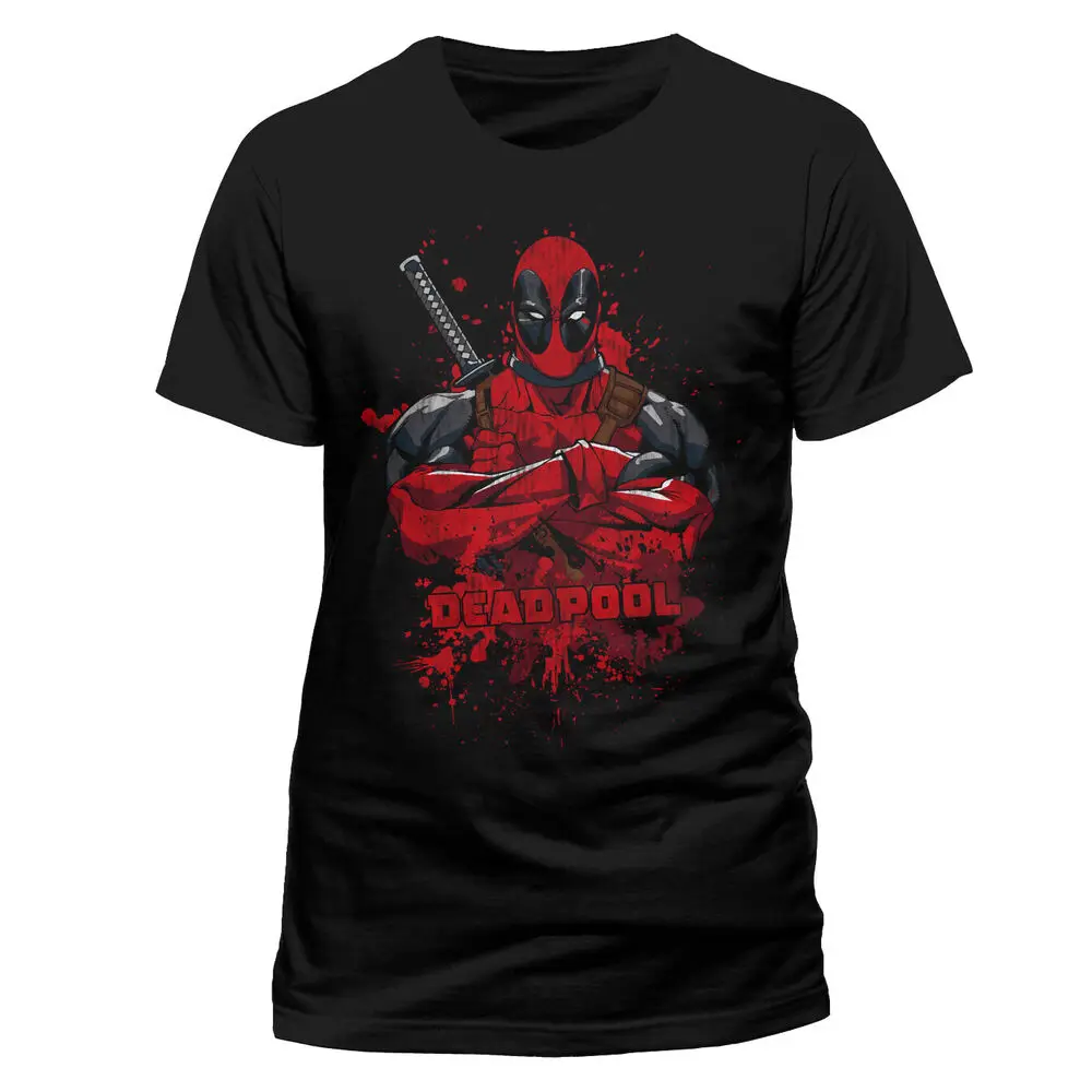 COMICS CROSSED ARMED BLOOD SPLATTER BLACK T-SHIRT