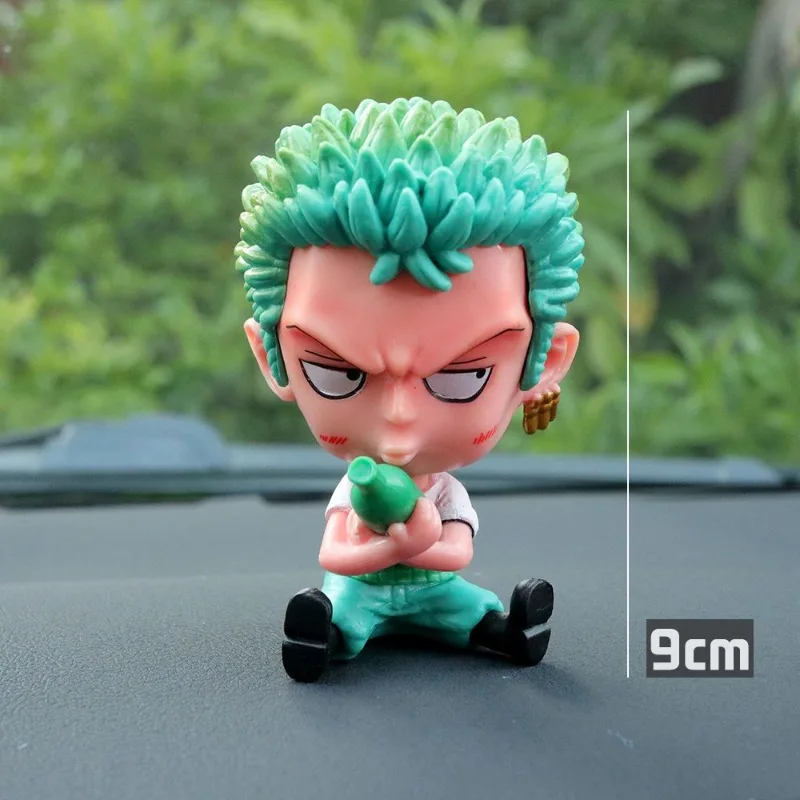 9cm One Piece Cartoon Cute Sauron Luffy Q Version Mid -console High -value Anime Car Hand -run Model Jewelry Decoration