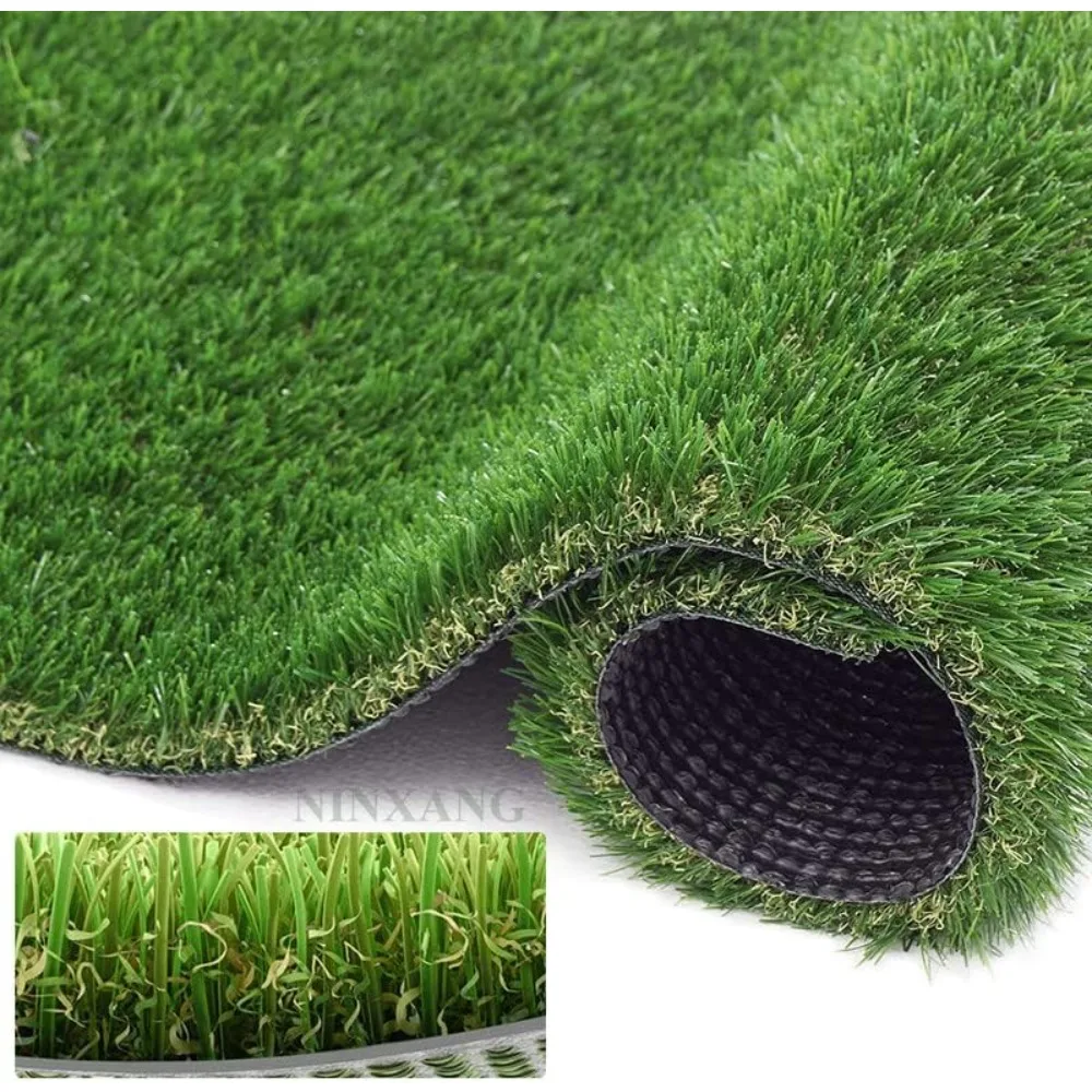 Fake Grass Deluxe Turf Synthetic Thick Lawn Pet Turf 1 3/8” Outdoor Decor Backyard Thick Faux Grass Outdoor Rug 4FT x 50FT