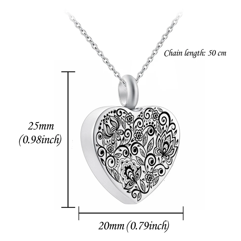 Personalized custom heart cremation jewelry for human ashes pet ashes funeral memorial pendant memorial family ashes necklace