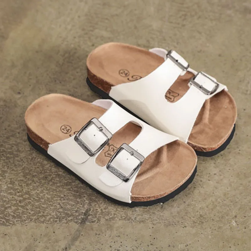 

2023 Kids Summer Slippers Children Sandals Double Buckle Cork Girls Summer Sandalias Parent-child Beach Shoes Size 22-39 CSH1389