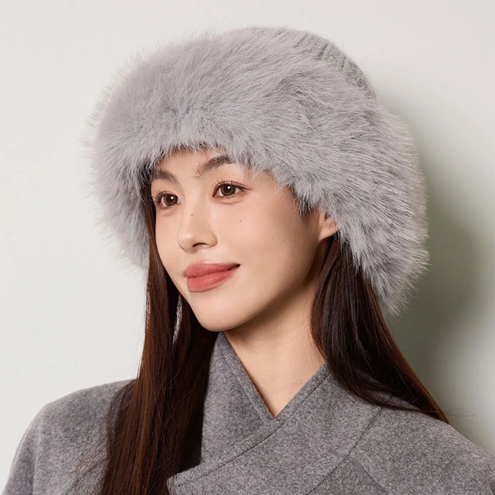 

HT4918 Skullies Beanies New Winter Knitted Hats for Women Fluffy Rabbit Fur Hat Ladies Snow Ski Earflap Cap Russian Hat Ushanka