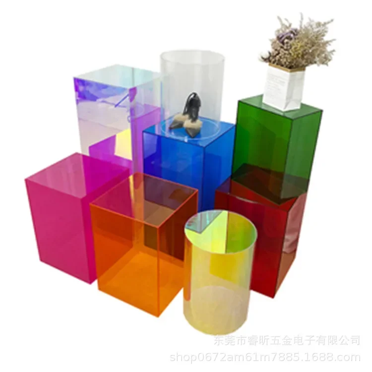 Acrylic box in the island high and low water platform window display color acrylic platform shoes and bags display cabinet.