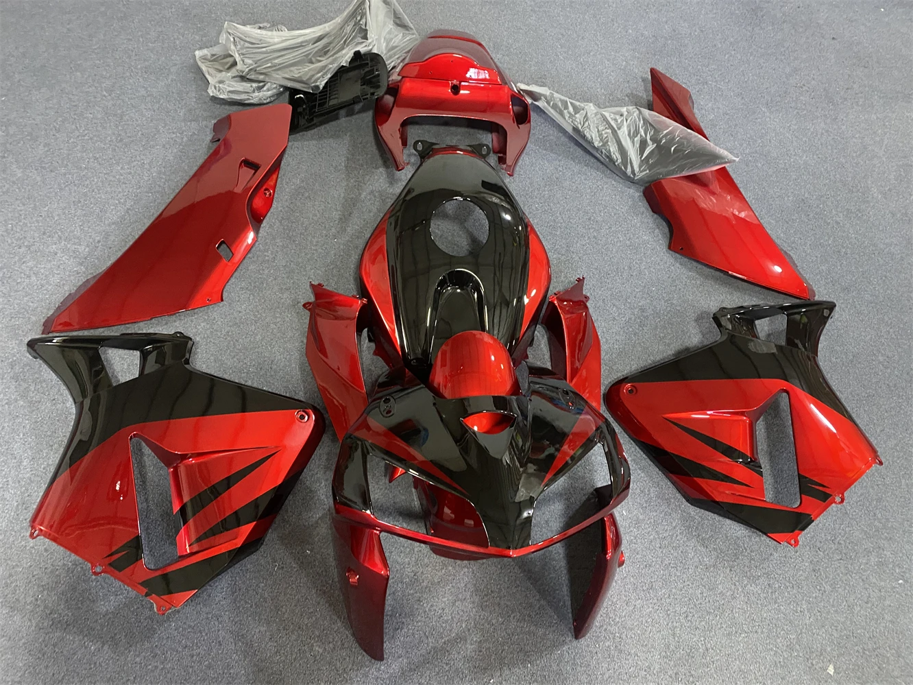Nuova carenatura in ABS adatta per moto CBR600RR 2003 2004 2005 2006, kit carrozzeria rosso e nero
