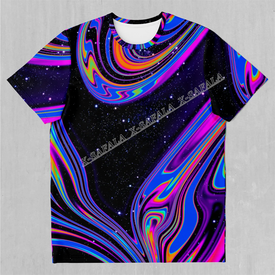 Psychedelic Trippy Galaxies 3D Printed High Quality Milk Fiber T-shirt Men Top Breathable Quick Dry Summer Soft Material 210gsm