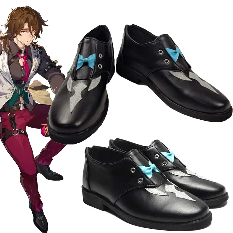 Jogo honkai: star rail gallagher cosplay sapatos adultos homens bota de couro preto festa de halloween traje acessório prop