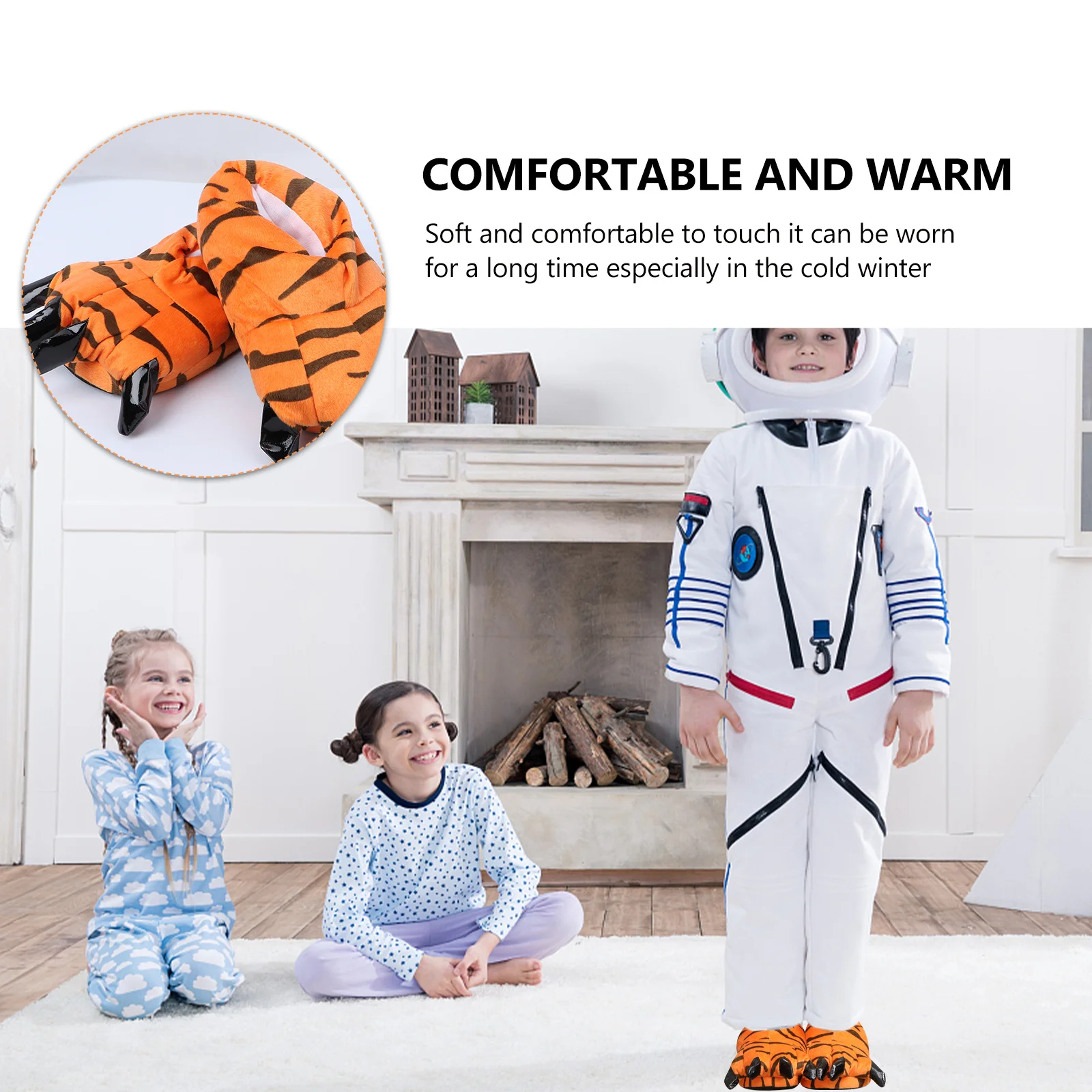 

1Pair Dinosaur Paw Shoes Women Warm Indoor Footwear Cartoon Heel Wrapped Soft Anti-Slip Slippers Unisex Winter Home Wear Claw