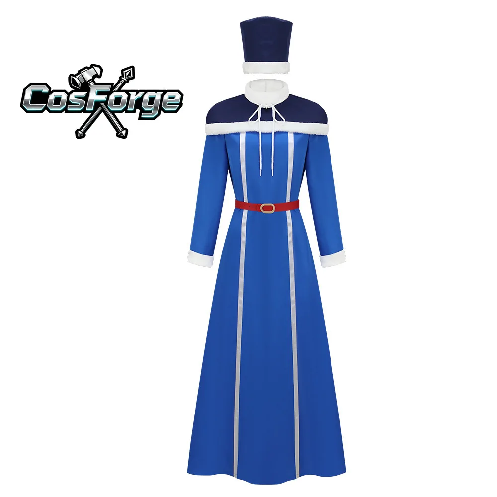 Fairy Tail Juvia Lockser Cosplay Costume - Full Set Blue Dress Hat Wig Accessories Women Carnival Halloween view 6
