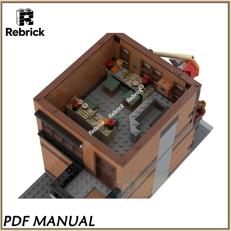 Modular Sushi Restaurant Building Blocks Set, Detailed Japanese Cuisine Shop Model With Removable Layers For Adult