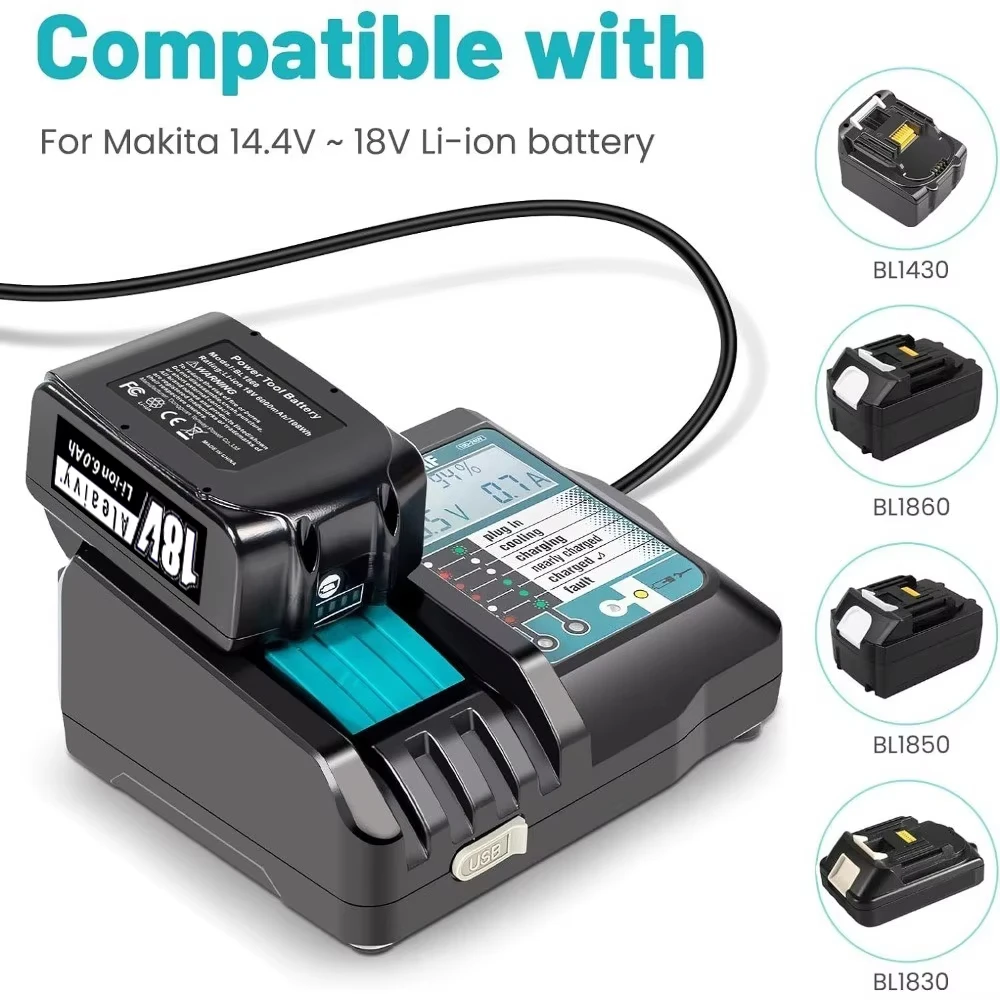 DC18RF Li-ion Battery Charger 3.5A Charging Current for Makita 14.4V 18V BL1830 Bl1430 DC18RC DC18RA Power tool with USB image 4