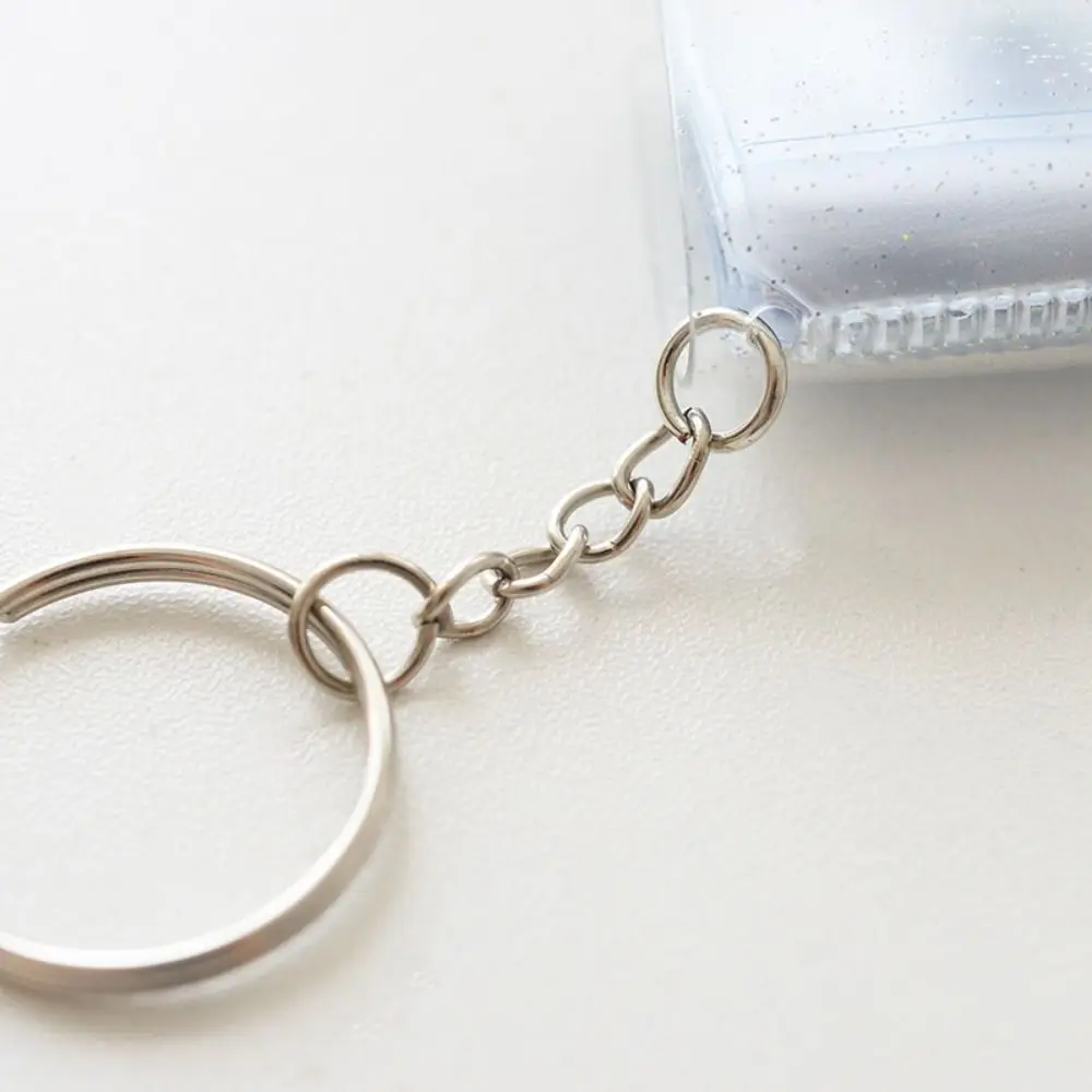 3PCS 2 Inches Mini Photo Albums Receipt Holder Stationery Transparent PVC Key Chain Card Pockets For Photos Cards